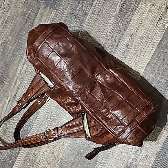 B Makowsky Chestnut Leather Hand Bag - Picture 6 of 13